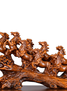 家居客厅多宝阁八骏雄风工艺品