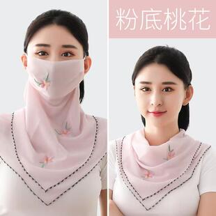 2025新款防晒面罩女夏天遮阳紫外线口罩护颈遮冰丝挂耳防晒面纱巾