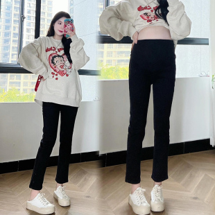 加绒小个子打底裤 孕妇裤 韩国棉冬装 托腹直筒外穿九分裤 早春烟管裤