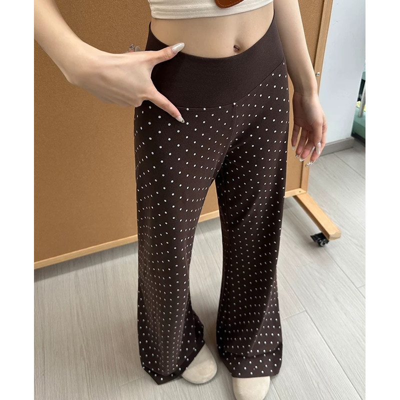 孕妇波点微喇裤夏春秋外穿无托腹带高腰打底裤显瘦女休闲裤拖地裤