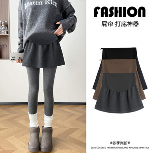 孕妇裙子春秋冬毛呢遮屁帘配鲨鱼裤叠穿打底短裙小个子外穿半身裙