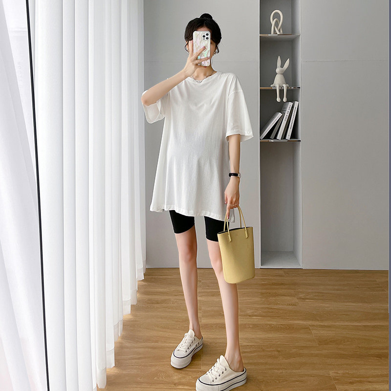 출산 여름 정장 패셔너블한 인터넷 연예인 상의 반팔 티셔츠 루즈한 단색 하의 셔츠 여성 여름 옷
