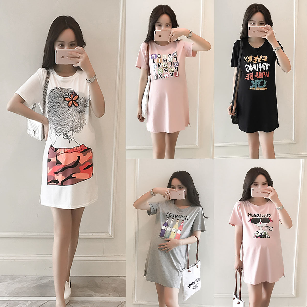 孕妇裙夏季中长款短袖T恤上衣时尚纯棉宽松打底衫夏装孕妇连衣裙|ruв категории Всё для беременных и кормящих, материнство, платье - от Buy2taobao.com для оказания профессиональной услуги покупки агента Taobao