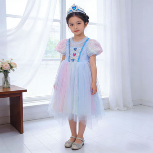 奇妙爱心乐美萌可网纱裙春夏流光溢彩独角兽礼服裙亮片彩色公主裙