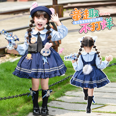 秋女童兔子警官连衣裙朱迪旅游裙