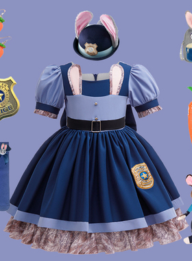 朱迪兔子警官公主裙夏季疯狂动物城2荷叶边cosplay连衣裙洛丽塔