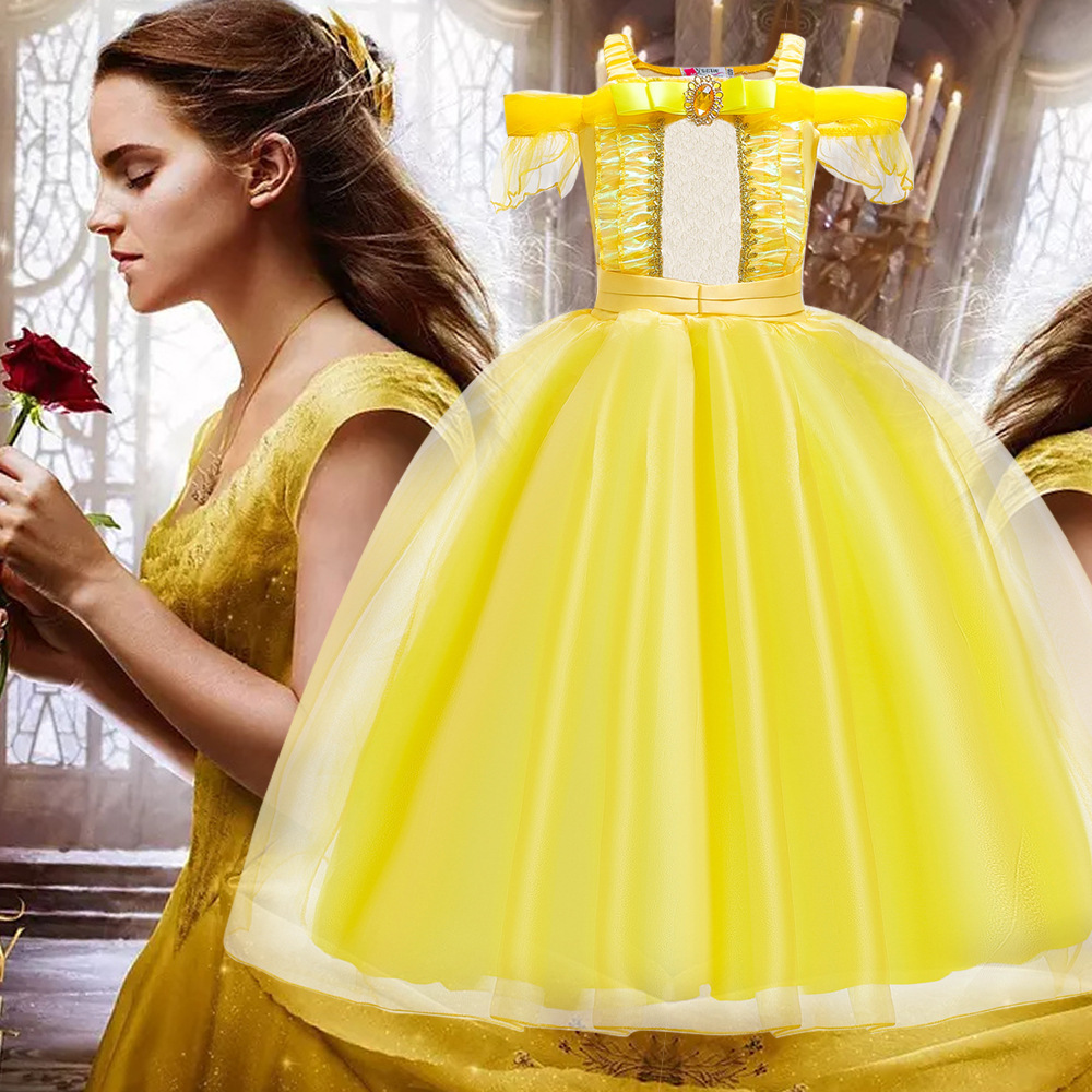 女童美女与野兽服装贝尔公主裙