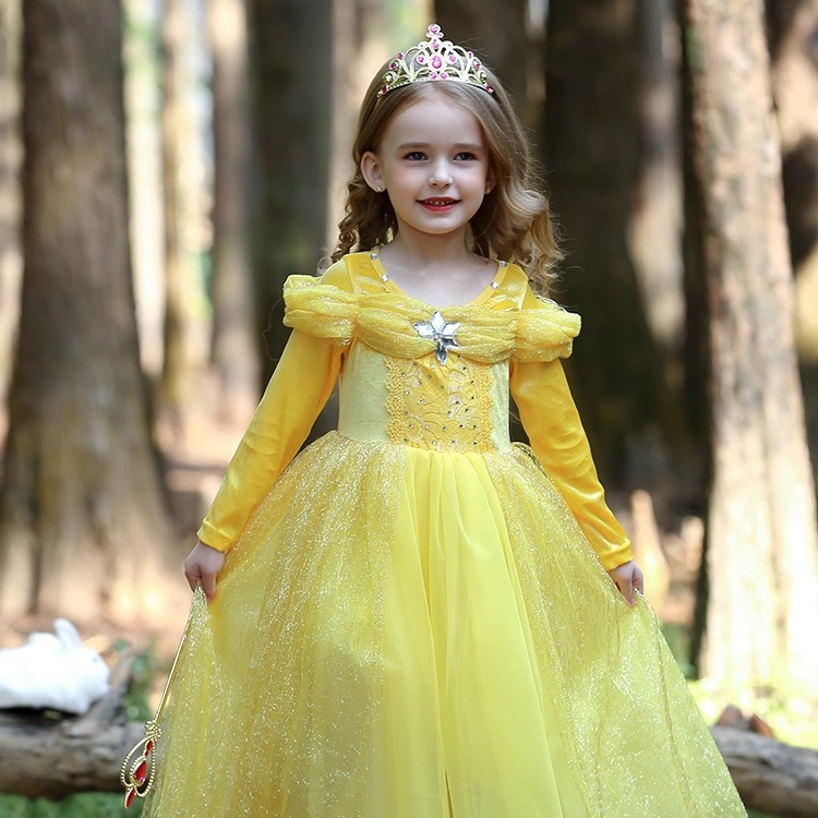 女童贝尔公主裙迪士尼灰姑娘蓬蓬