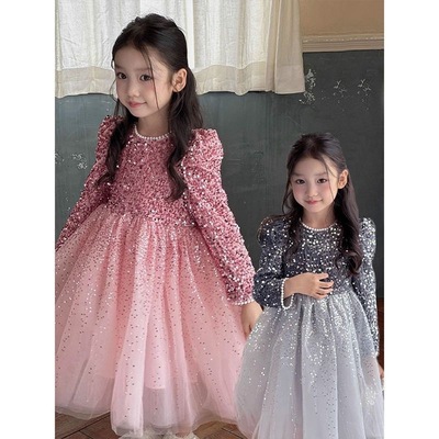 秋冬女童加绒亮片公主裙高品质裙
