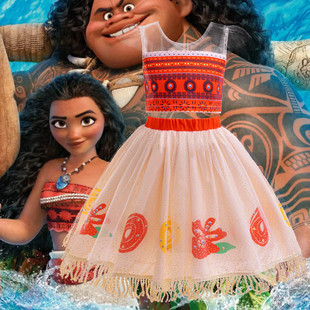 外贸童装女童海洋奇缘莫阿娜公主裙moana表演服套装舞台演出服夏