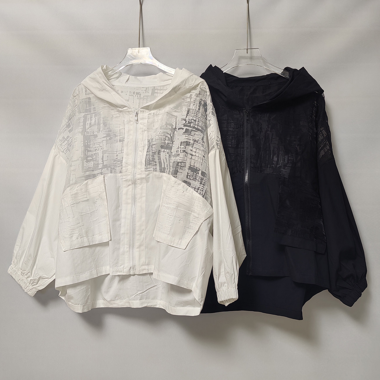 2025秋季设计感连帽开衫防晒衫女装个性时尚透视大码薄款外套上衣