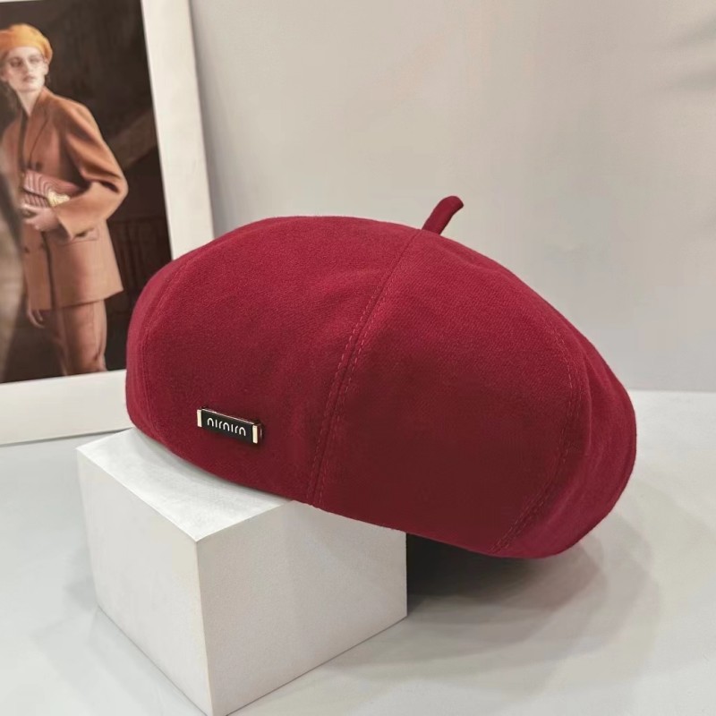 贝雷帽逛街休闲女秋冬磨毛画家帽