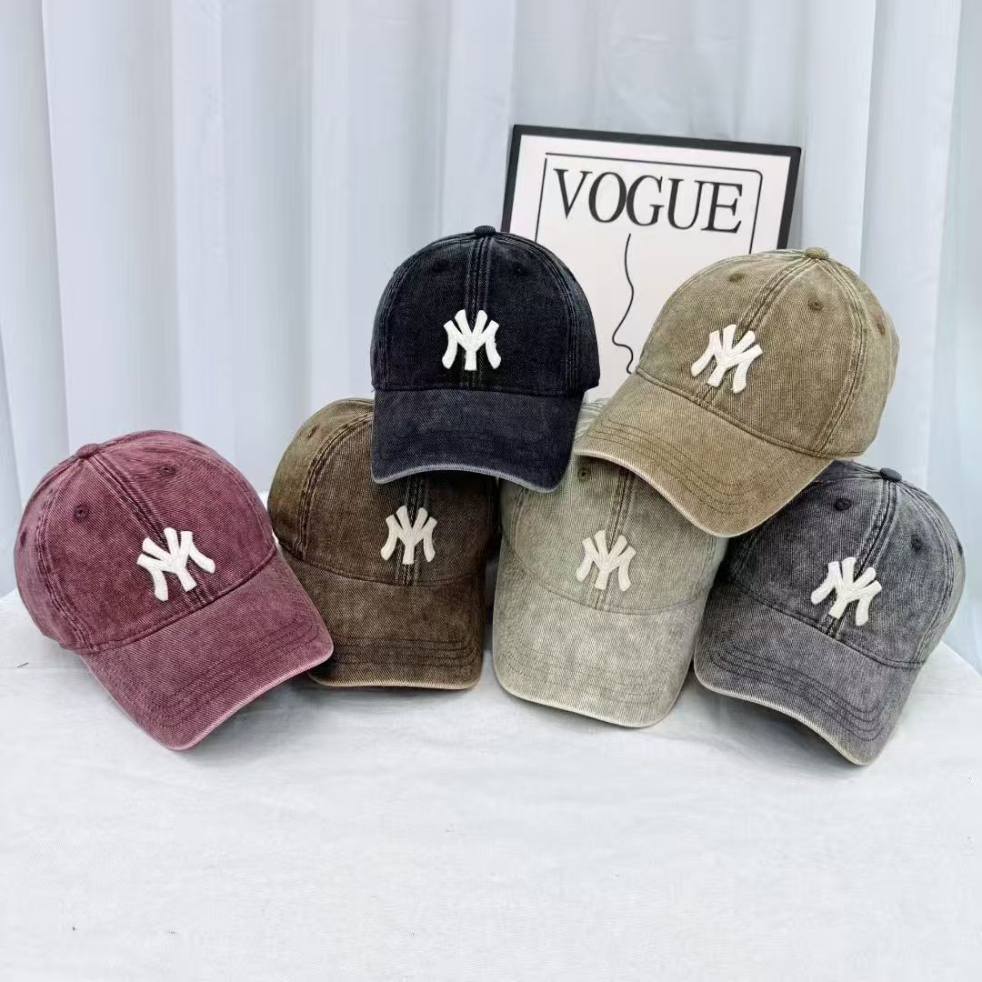 字母洗水牛仔棒球帽男女时尚休闲