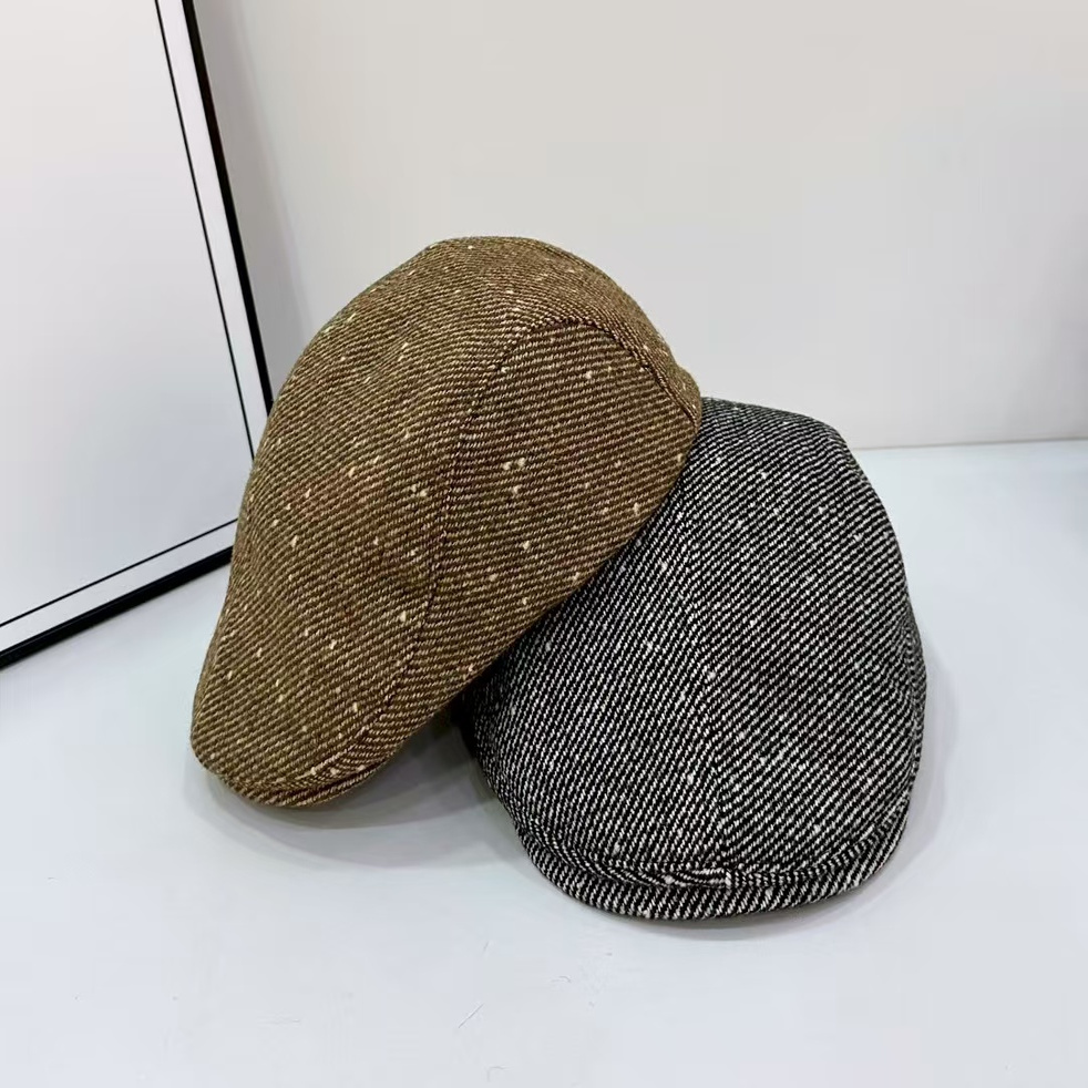 羊毛粗花呢子鸭舌帽男女时尚百搭