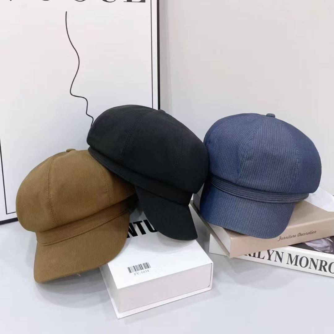 条纹八角帽女时尚休闲显脸小