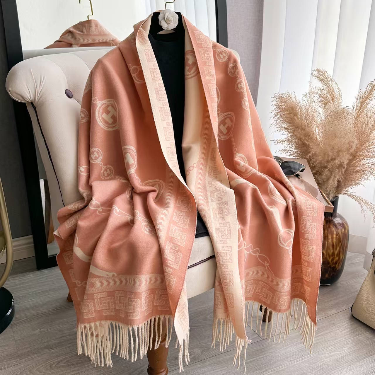 冬季印花休闲女仿羊绒围巾保暖
