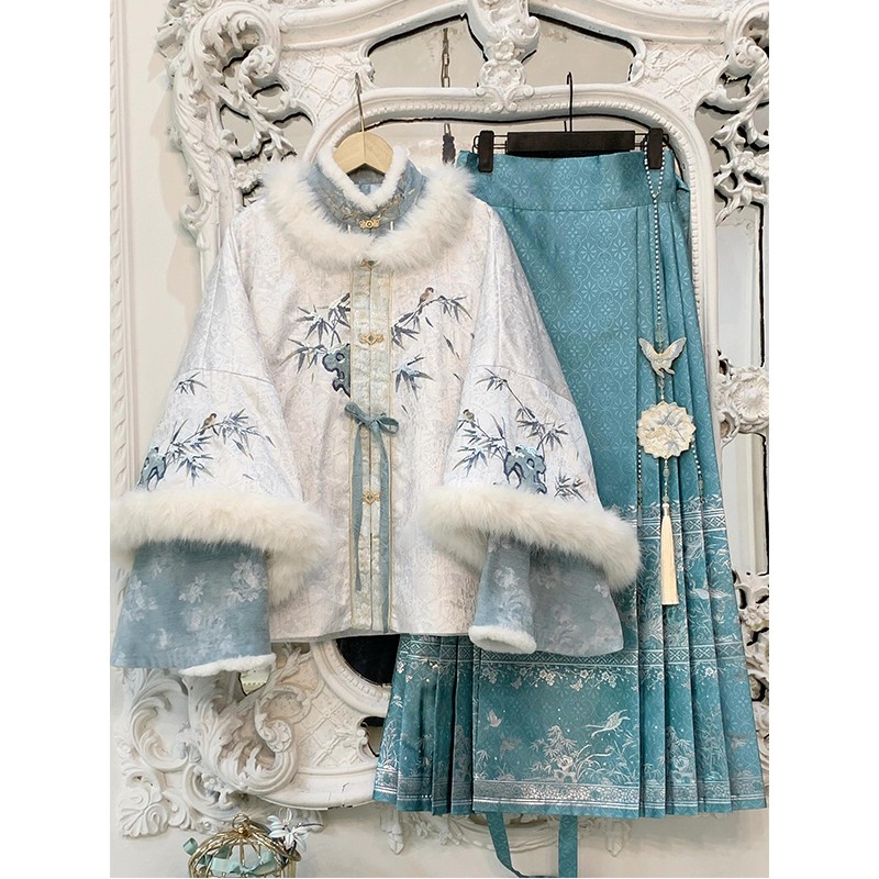 新中式对襟琵琶袖短比甲昭君袄外套明制汉服女国风套装冬季日常