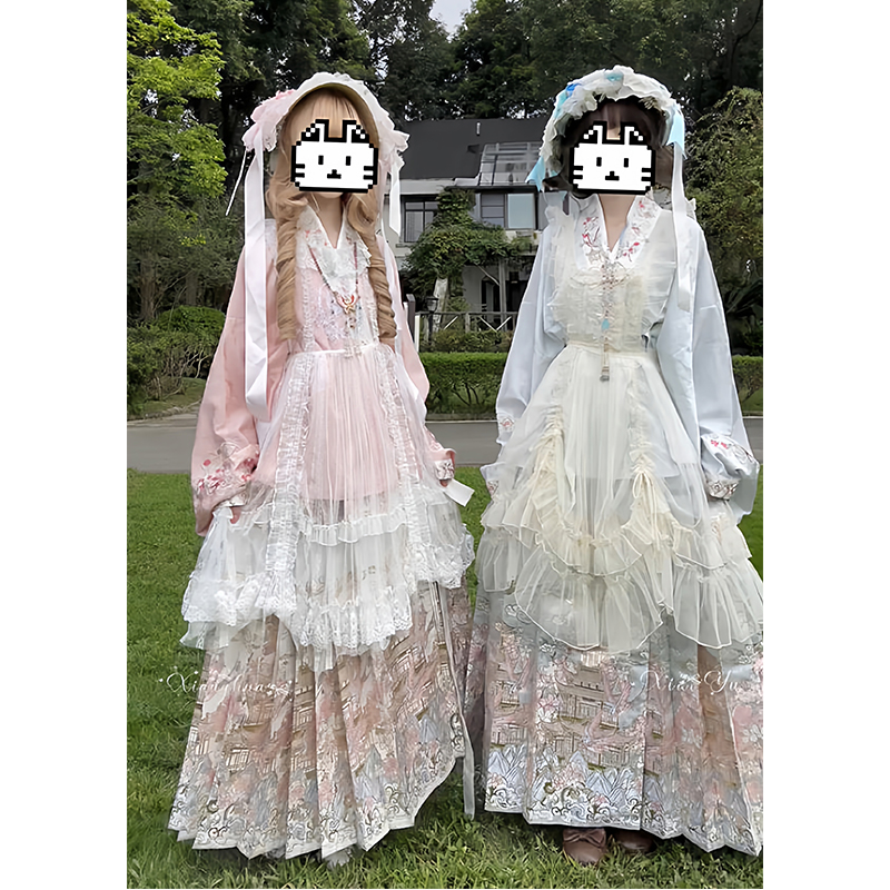 汉洋折衷汉服女明制琵琶袖交领上衣马面裙洛丽塔lolita裙甜美优雅