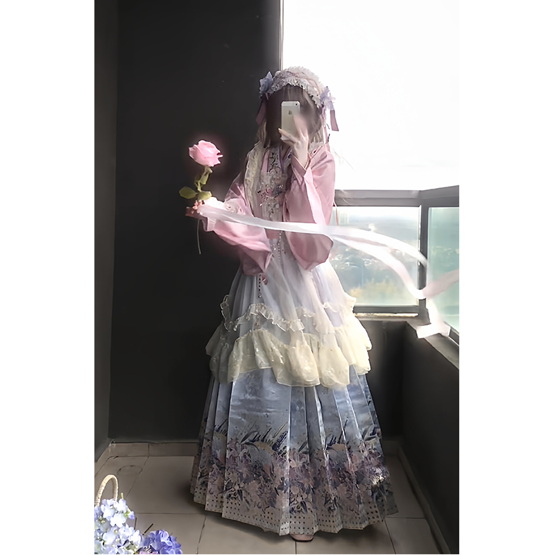 汉洋折衷汉服女琵琶袖马面裙刺绣罩裙洛丽塔lolita裙可爱甜美秋冬