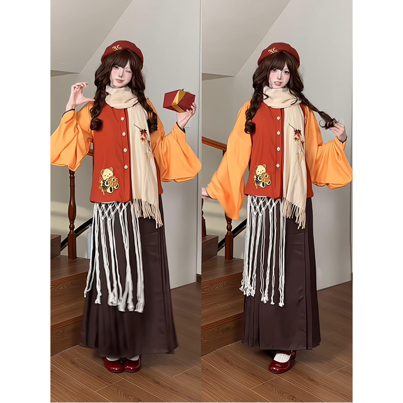 【南瓜小熊】加厚古风明制刺绣少女汉服女汉元素冬季新款日常百搭