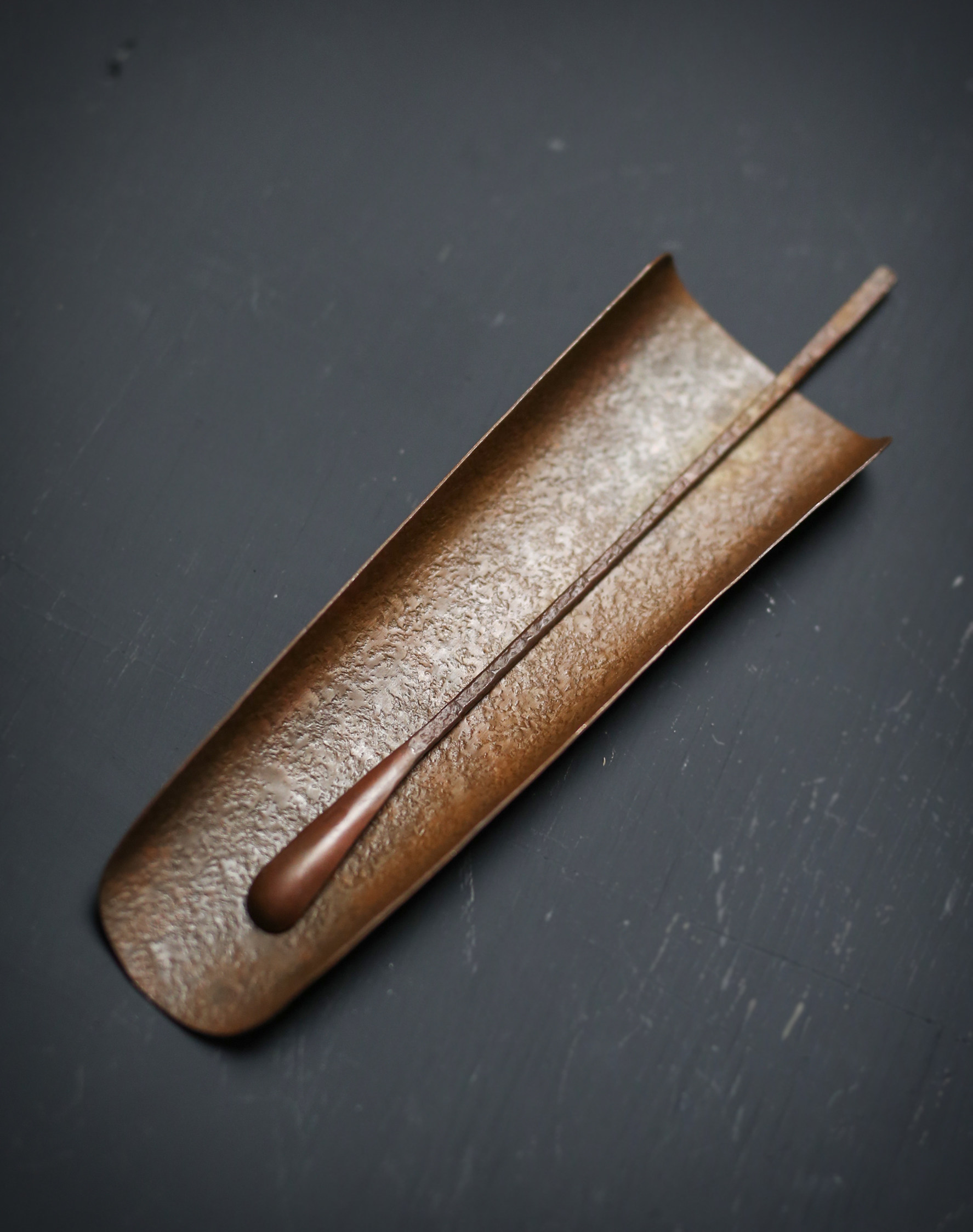 锻打手工青铜茶则 红铜赏茶荷茶勺茶匙茶道六君子 功夫茶道配件