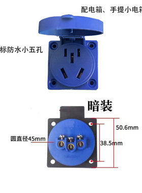 IP54新国标防水五孔插座带盖10-16A暗装工地配电箱手提电箱专用