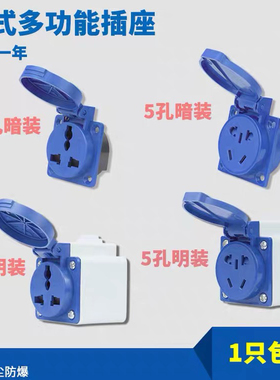 IP54通用三孔10-16A欧式N-312多功能万能孔防水工业220V带盖插座