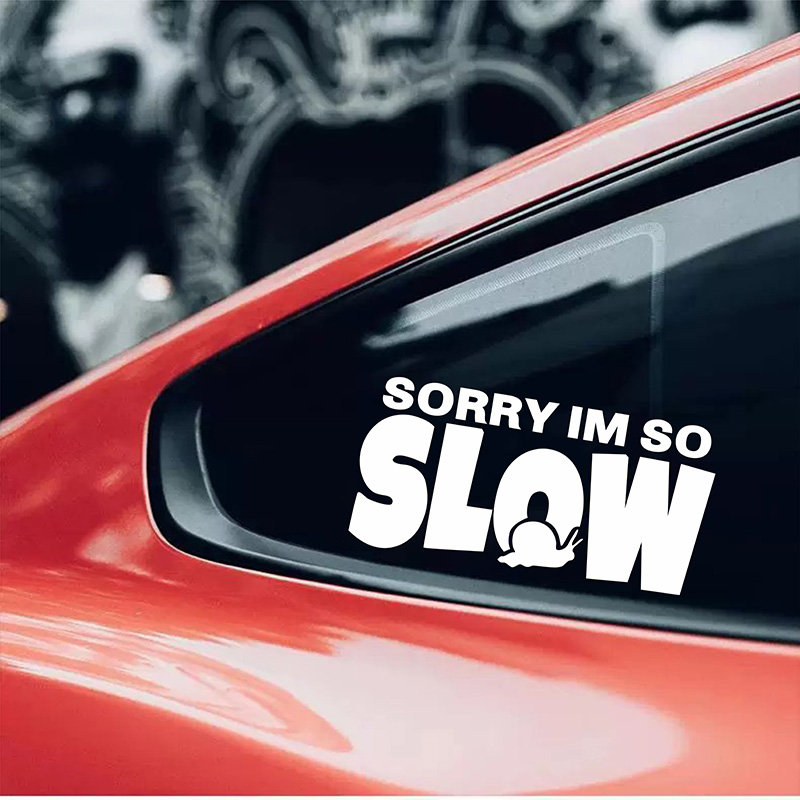 抱歉我太慢了蜗牛爬行警示车贴纸JDM后挡风三角窗玻璃汽车贴纸