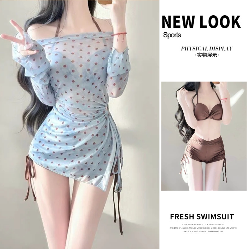 泳衣女2026新款分体三件套韩版森系小胸聚拢少女修身显瘦罩衫度假