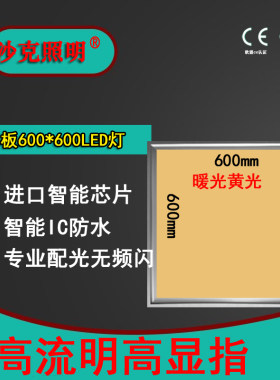 矿棉板600暖光LED面板灯集成吊顶
