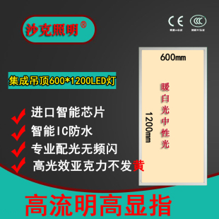 嵌入矿棉板集成吊顶600x1200LED平板中性暖白光灯600 1200面板灯