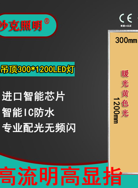 30x120LED平板灯黄色暖光集成吊顶300*1200工程石膏铝扣板嵌入式