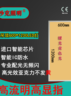 嵌入矿棉板集成吊顶600x1200LED平板黄色光暖光灯600*1200工程灯