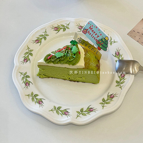 法式复古玫瑰花卉陶瓷蛋糕盘