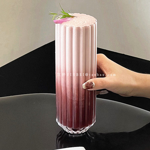 小众简约竖纹直身鸡尾酒杯