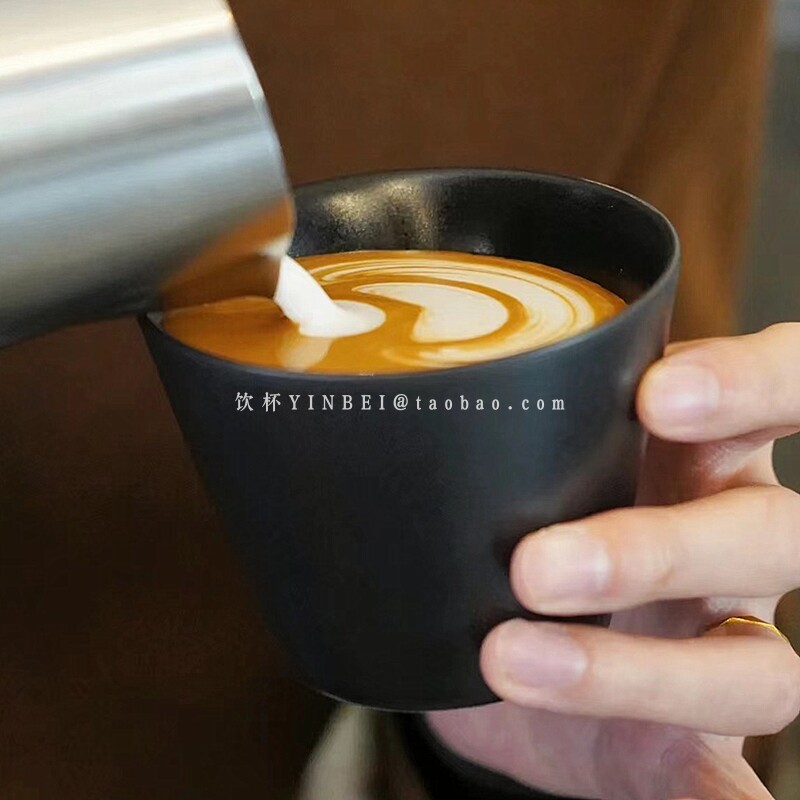 日式纯色宽口手握咖啡杯