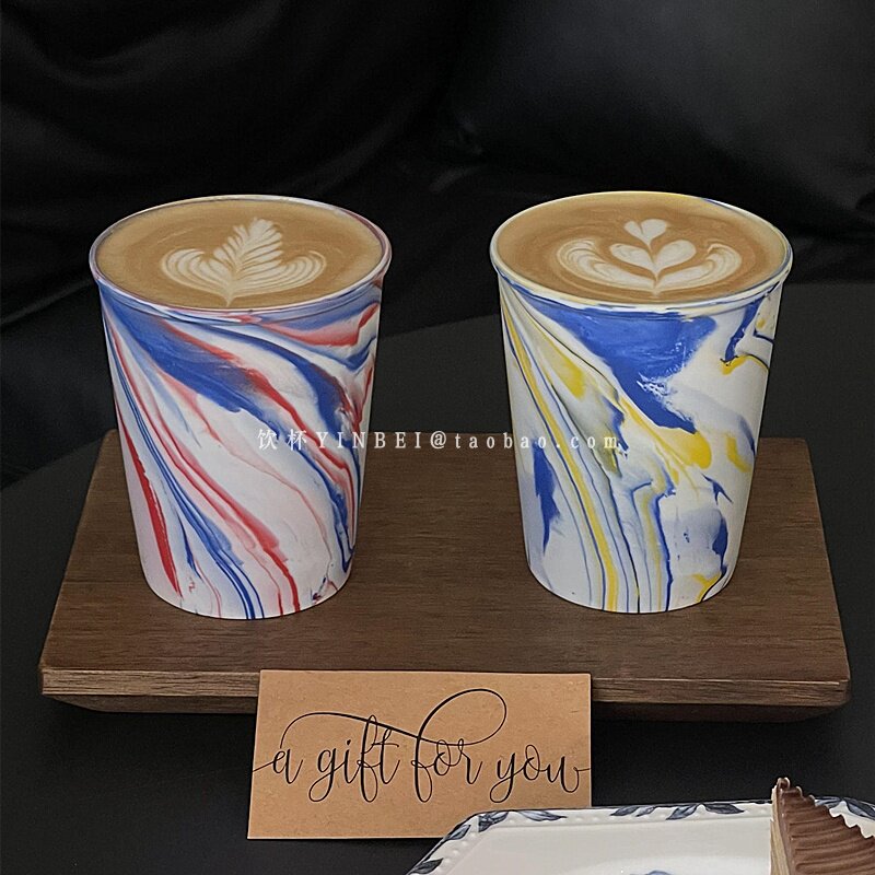 创意设计感晕染纹磨砂杯手握杯