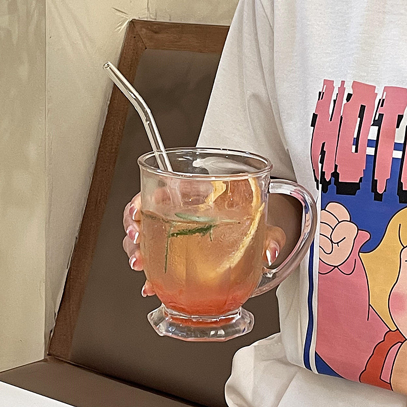 玻璃ins风否大口杯水果茶杯