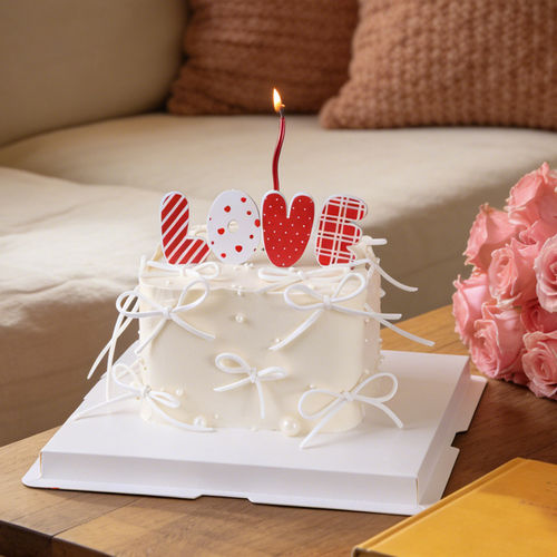 214情人节蛋糕装饰爱心love亚克力蝴蝶结丝带情侣告白装扮插件
