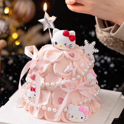 新年hellokitty许愿树蛋糕装饰软胶kt猫春节跨年甜品台烘焙摆件l