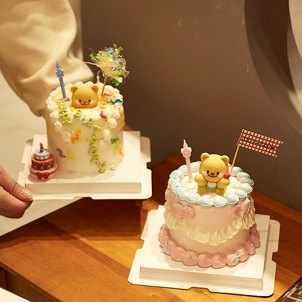 黄油小熊蛋糕装饰儿童生日插牌