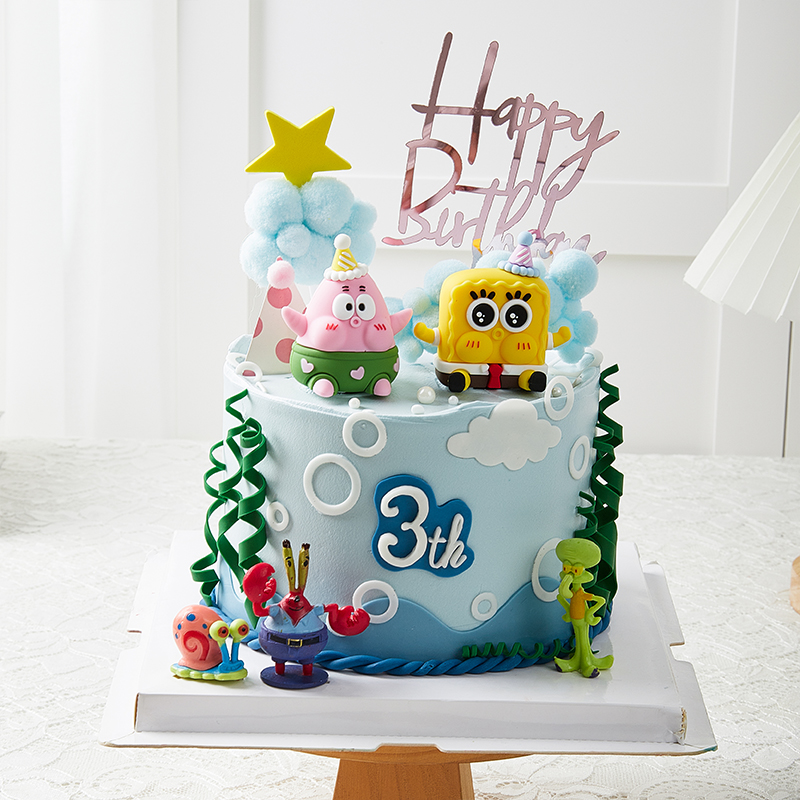 网红海绵宝宝蛋糕装饰摆件