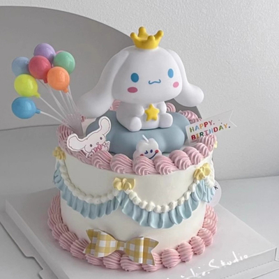 网红酷米米大耳狗蛋糕装饰发光云朵灯女孩生日派对摆件烘焙插件m