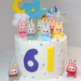 网红阿布布儿童生日蛋糕装 扮插件w 饰摆件emoji表情软胶气球蛋糕装