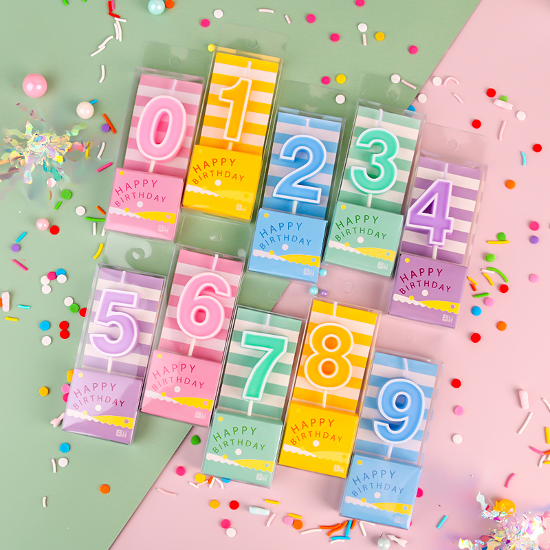 ins风马卡龙糖果色系数字蜡烛