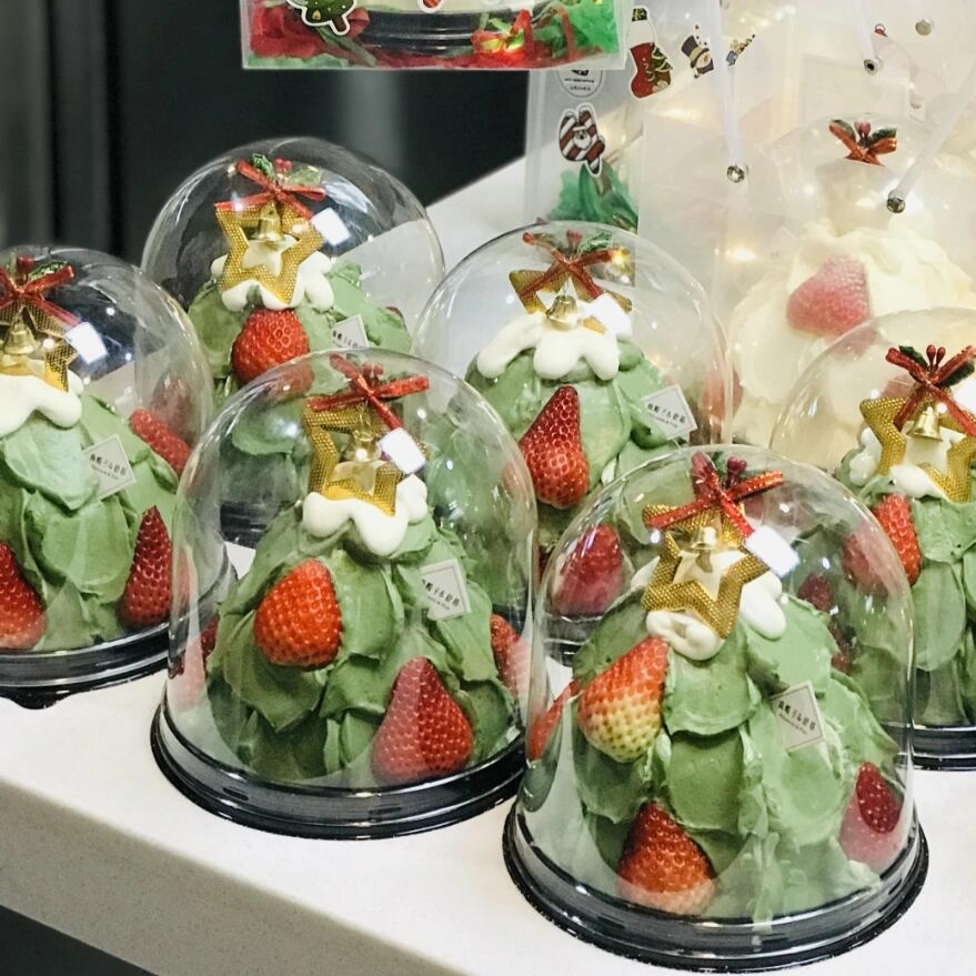 圆形加高四4寸爆浆草莓塔蛋糕包装盒圣诞节慕斯千层甜品打包盒子