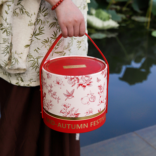 2025新款月饼手绘抱抱桶包装盒中秋节礼盒空盒高档定制蛋黄酥盒子