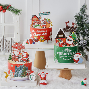 2025圣诞节烘焙蛋糕装饰摆件围边MerryChristmas圣诞老人节日插件