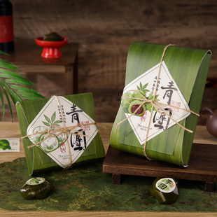古风青团包装盒清明果子艾草绿豆糕点打包盒冰糕烘焙粽叶礼盒子