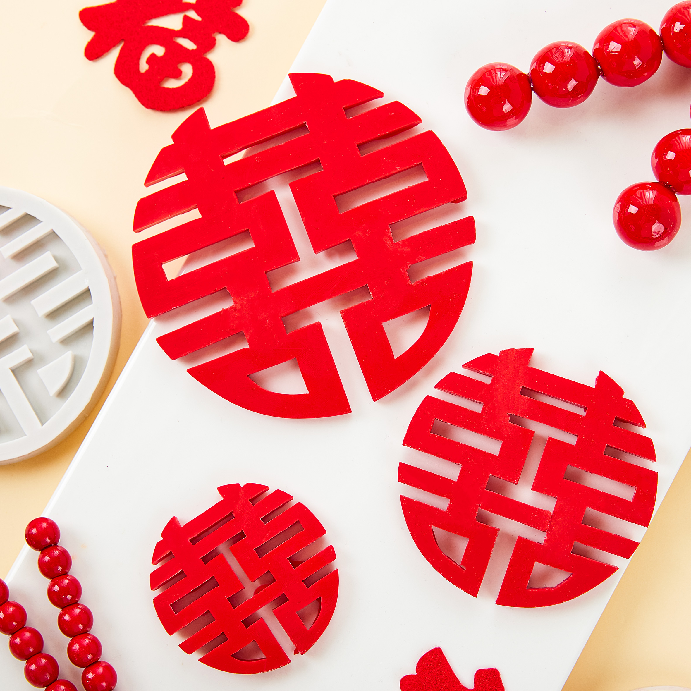 囍字硅胶模具翻糖巧克力网红领证